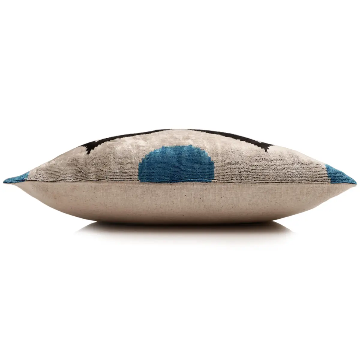 Blue & Black Geometric Silk Velvet Pillow 16x16 Handmade Luxury Cushion - Canvello