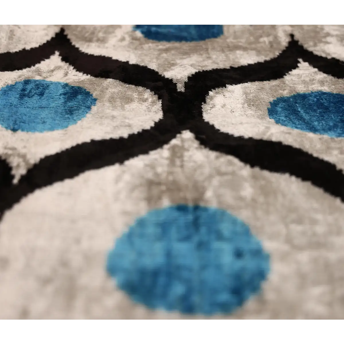 Blue & Black Geometric Silk Velvet Pillow 16x16 Handmade Luxury Cushion - Canvello