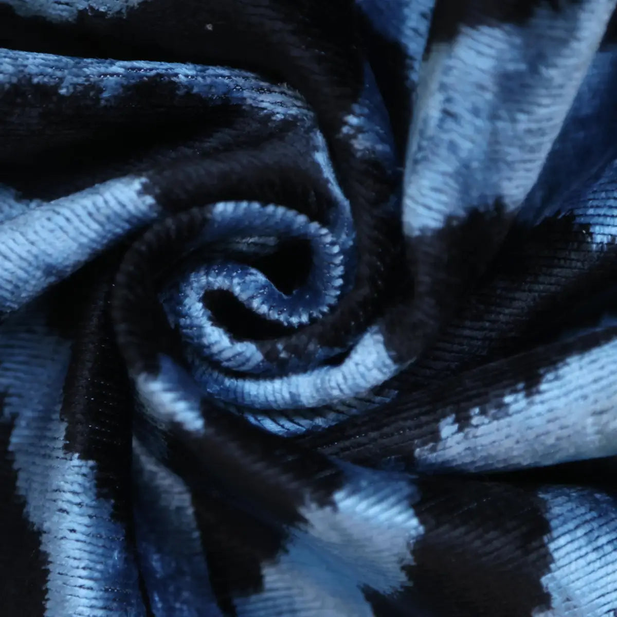 Blue Black Zebra Silk Velvet Pillow – 16x16 Handmade Ikat Cushion - Canvello