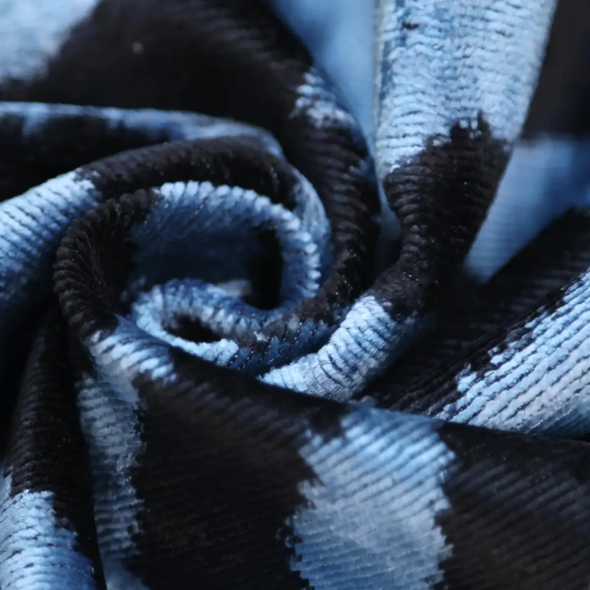Blue Black Zebra Silk Velvet Pillow – 16x16 Handmade Ikat Cushion - Canvello