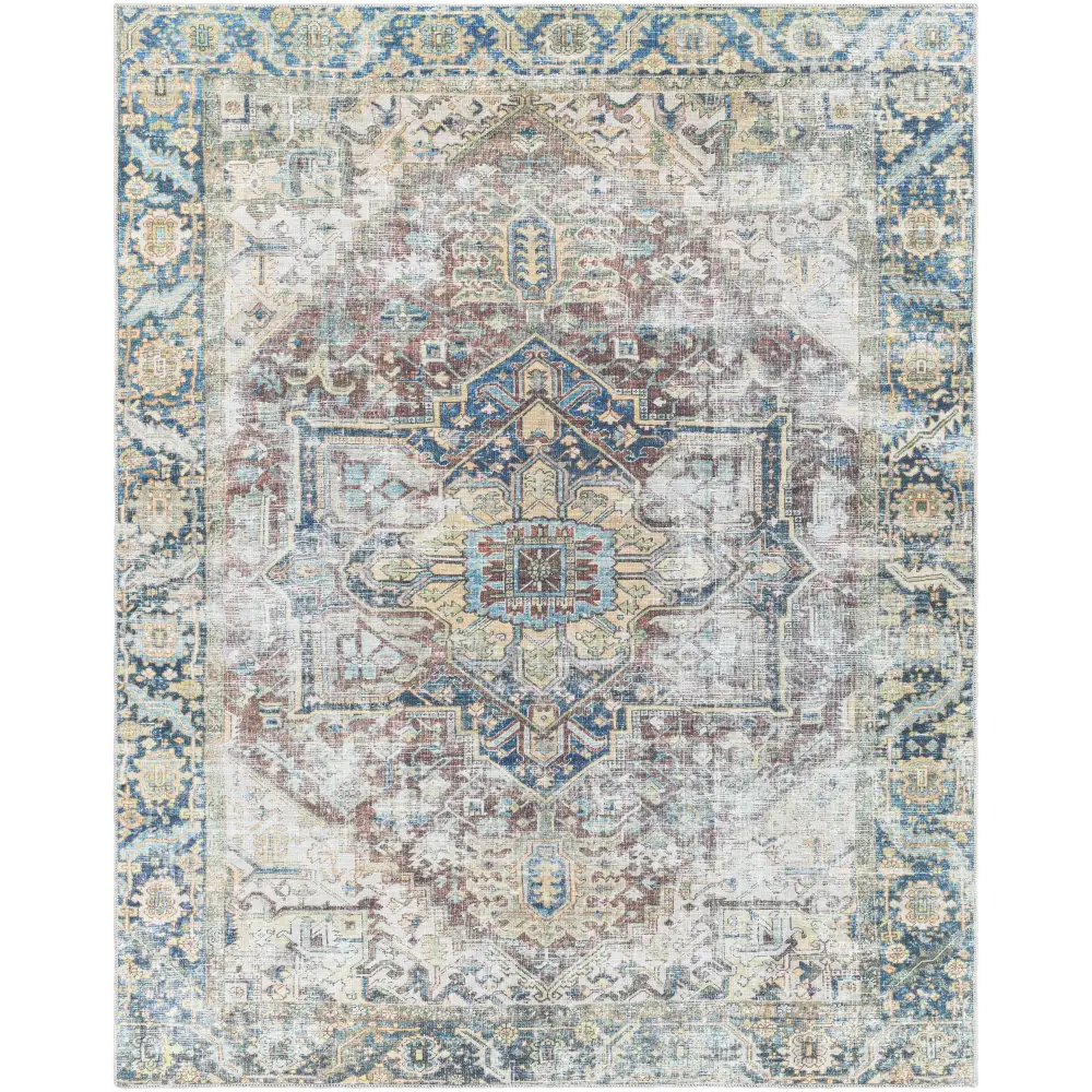 Blue Catigpian Distressed Washable Area Rug - Clearance - 7’6’’ x 9’6’’ Rectangle - Boutique Rugs