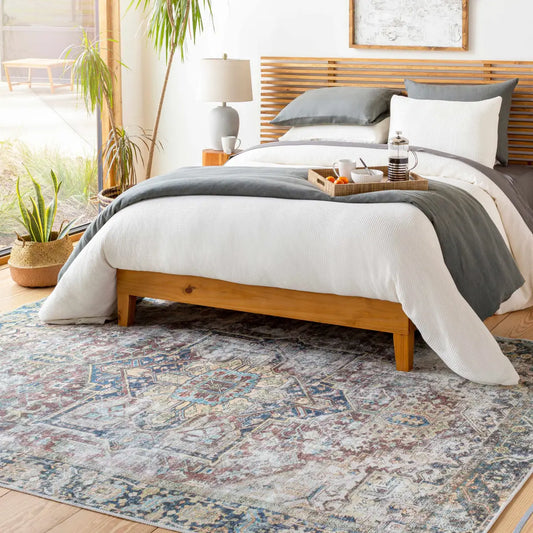 Blue Catigpian Distressed Washable Area Rug - Boutique Rugs