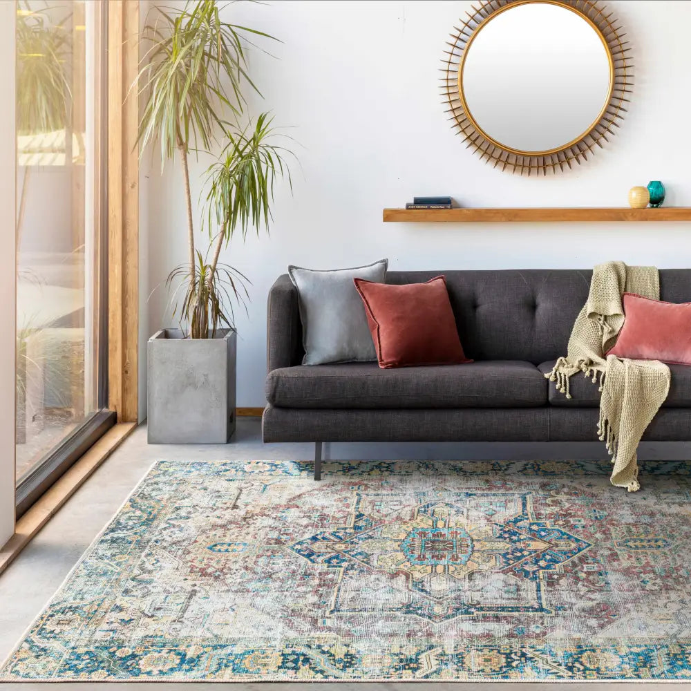 Blue Catigpian Distressed Washable Area Rug - Clearance - Boutique Rugs