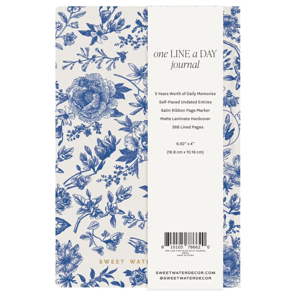 Blue Delft One Line A Day Memory Journal - Sweet Water Decor