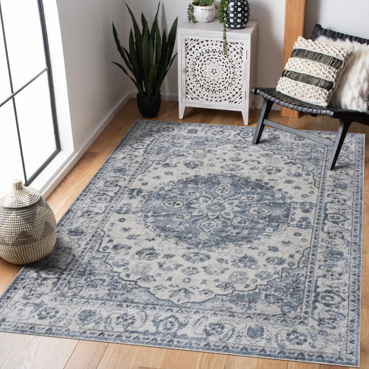 Blue Hiti Washable Area Rug - Boutique Rugs