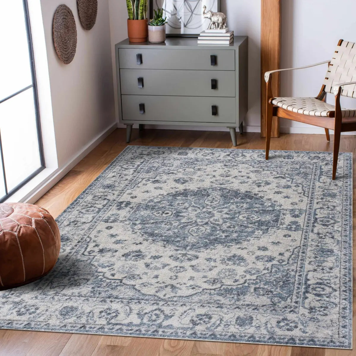 Blue Hiti Washable Area Rug - Boutique Rugs
