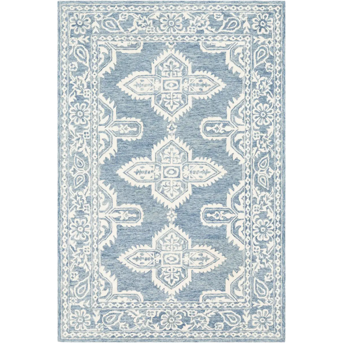 Blue Lacy Wool Rug - 5’ x 7’6’’ Rectangle - Boutique Rugs