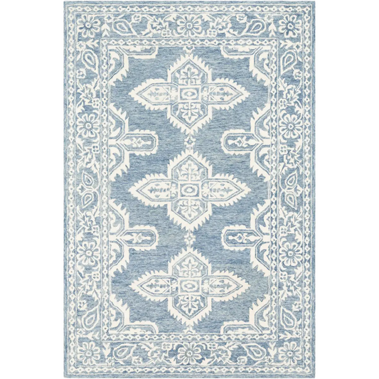 Blue Lacy Wool Rug - 5’ x 7’6’’ Rectangle - Boutique Rugs