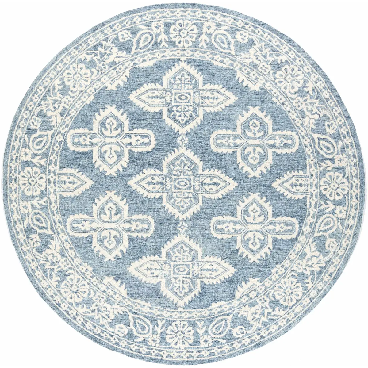 Blue Lacy Wool Rug - 8’ Round - Boutique Rugs