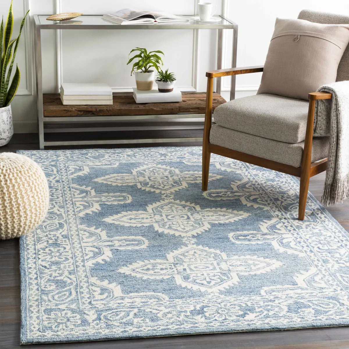 Blue Lacy Wool Rug - Boutique Rugs