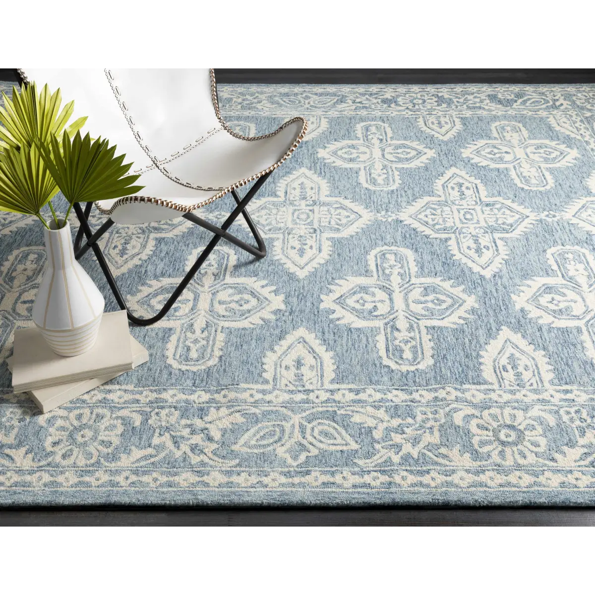 Blue Lacy Wool Rug - Boutique Rugs