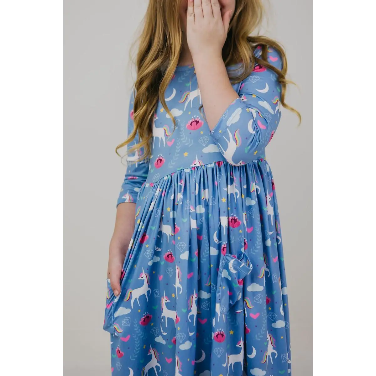 Pocket Twirl Dress - Blue Moon and Unicorns - Mila & Rose ®