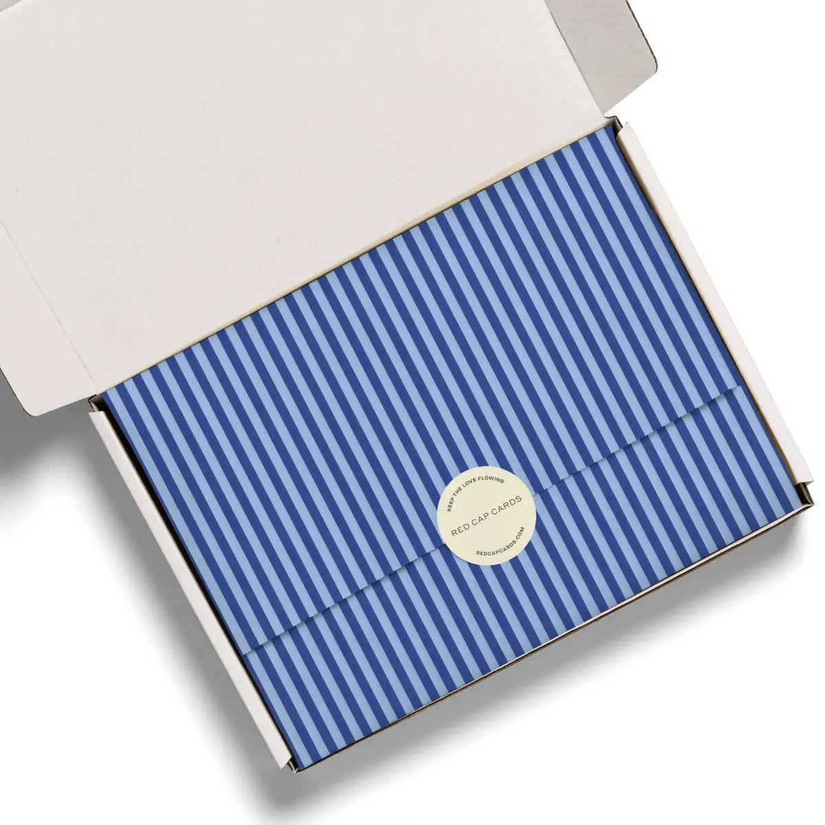 Tissue Paper - Blue Pinstripes - Red Cap Cards