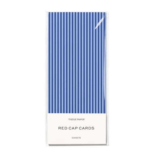 Tissue Paper - Blue Pinstripes - Red Cap Cards