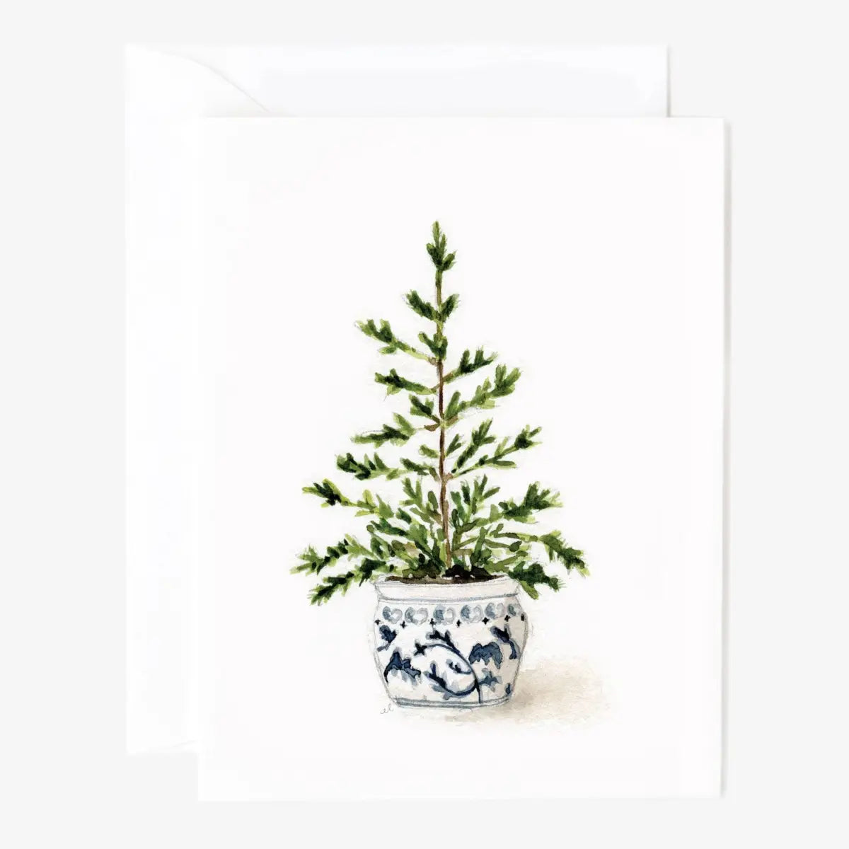 Watercolor Notecard Set - Blue Potted Tree - emily lex studio