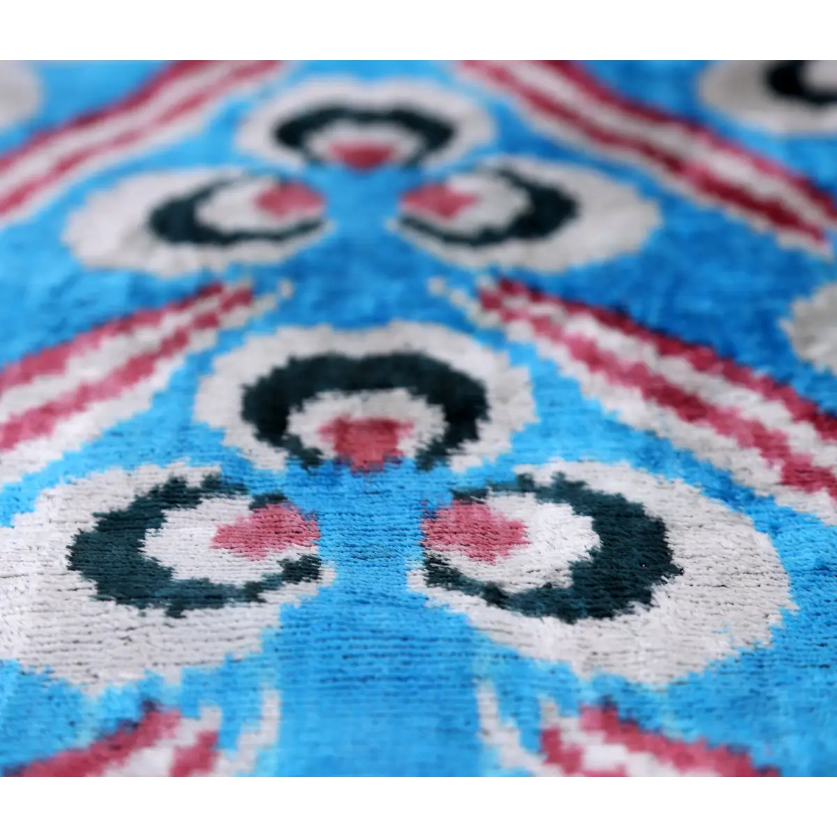 Blue Silk Velvet Ikat Lumbar Pillow 16x24 – Handmade Luxury - Canvello