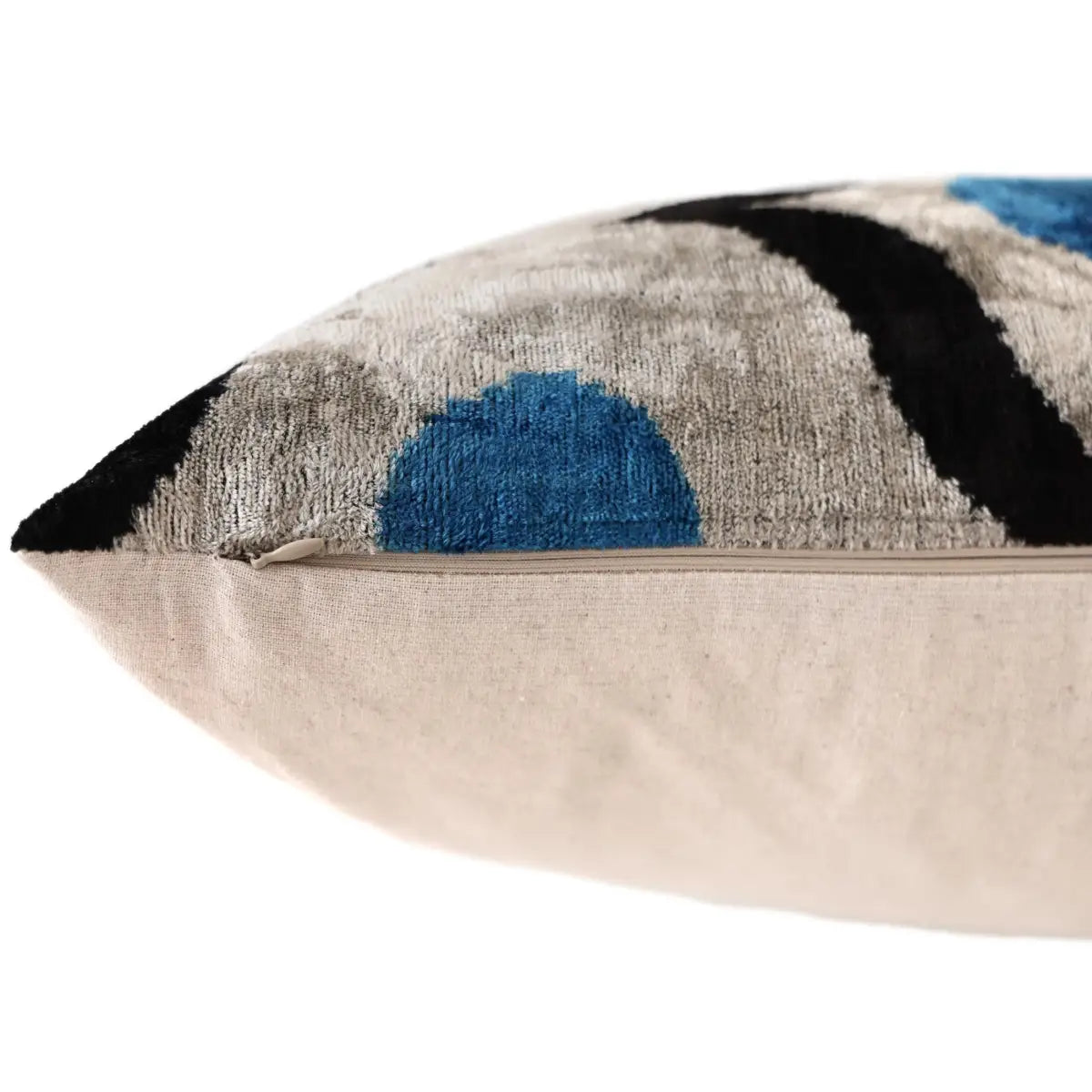Blue Silk Velvet Pillow 16x24 Handmade Luxury Lumbar Cushion - Canvello