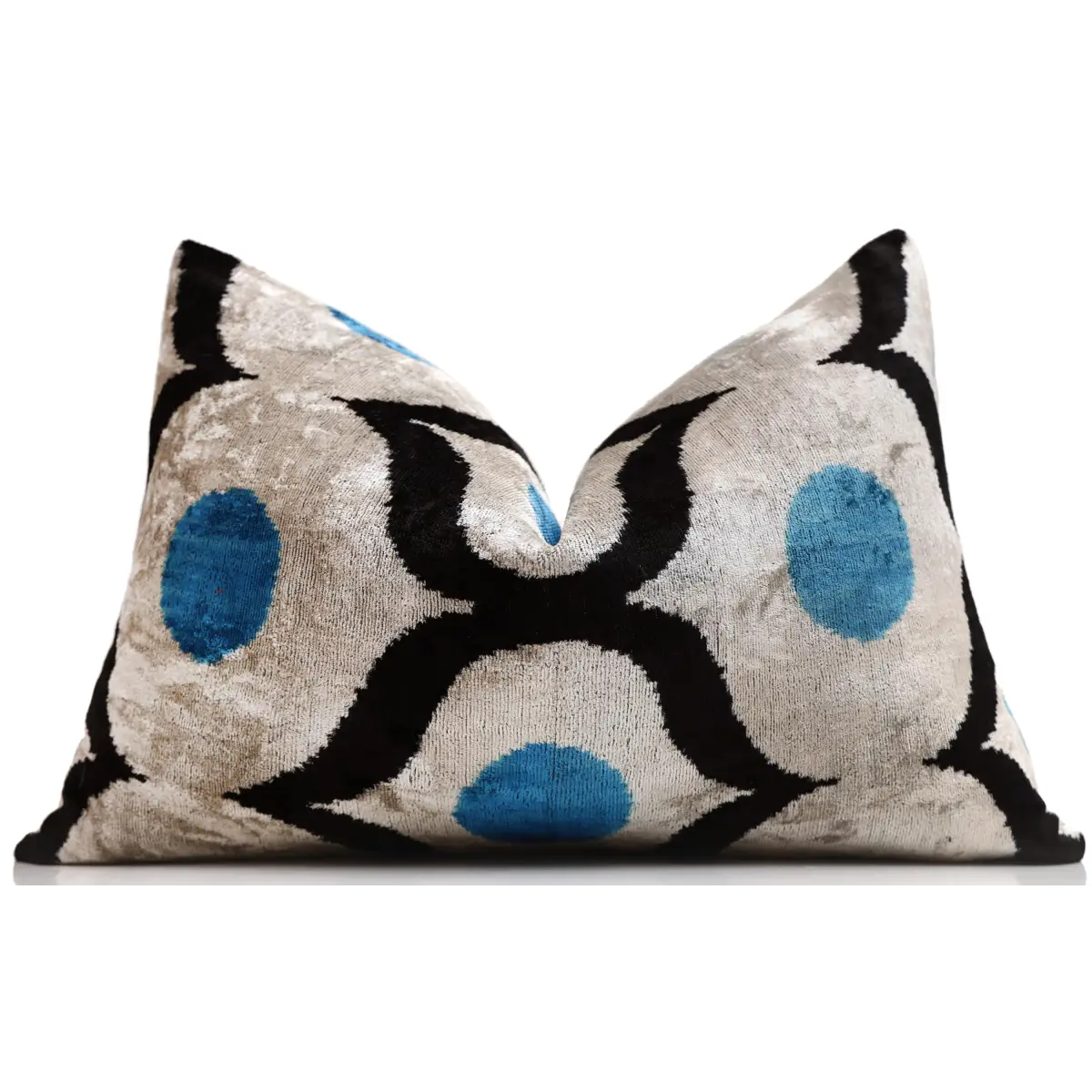 Blue Silk Velvet Pillow 16x24 Handmade Luxury Lumbar Cushion - Canvello
