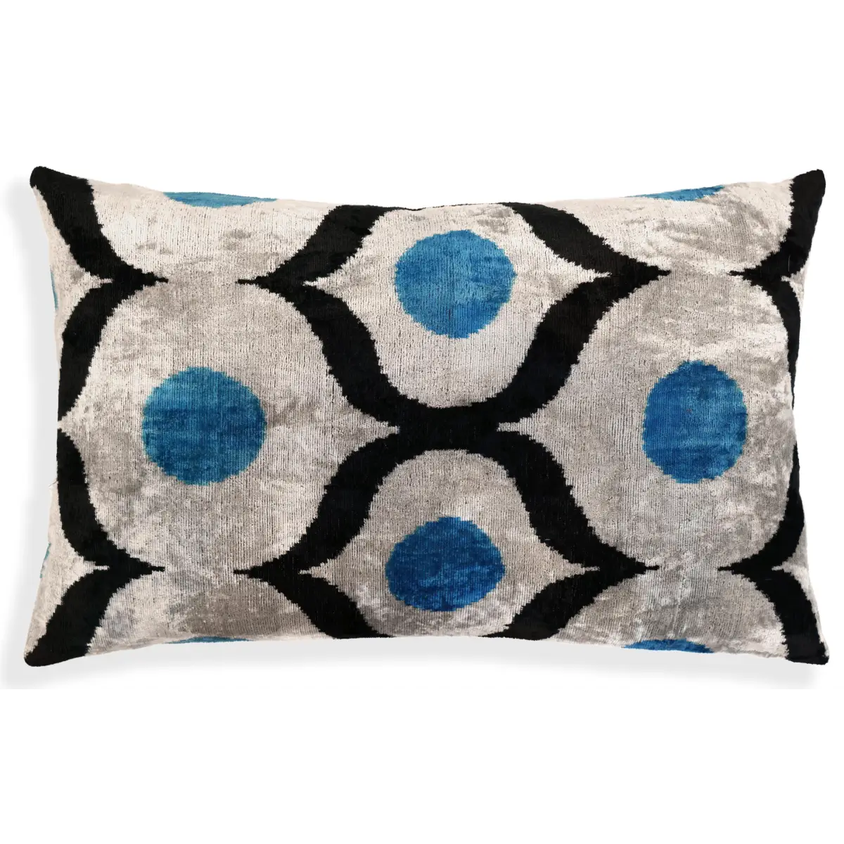Blue Silk Velvet Pillow 16x24 Handmade Luxury Lumbar Cushion - Canvello