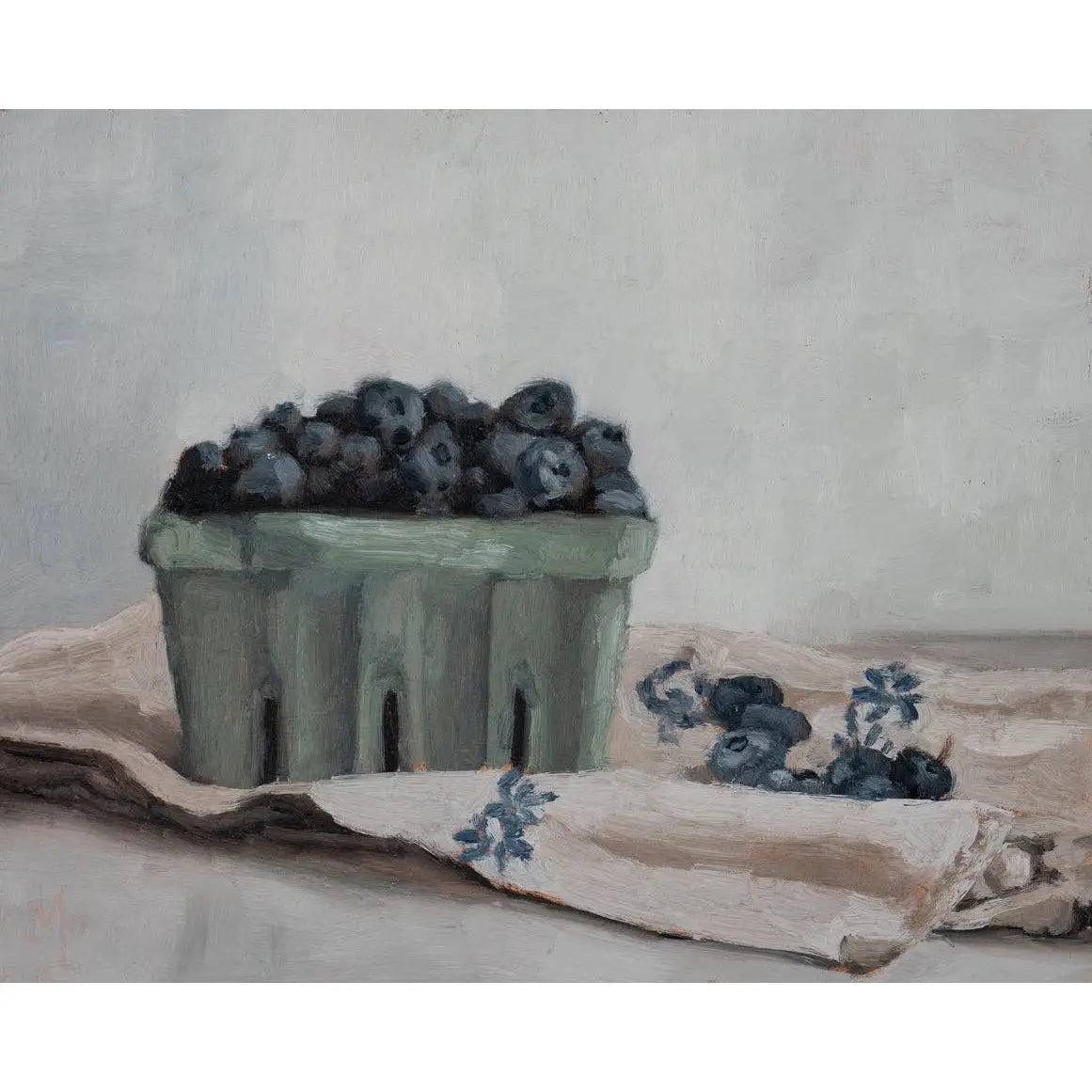 Art Print - Blueberries in a Crate Painting - 5x7 - Miss Mustard Seed