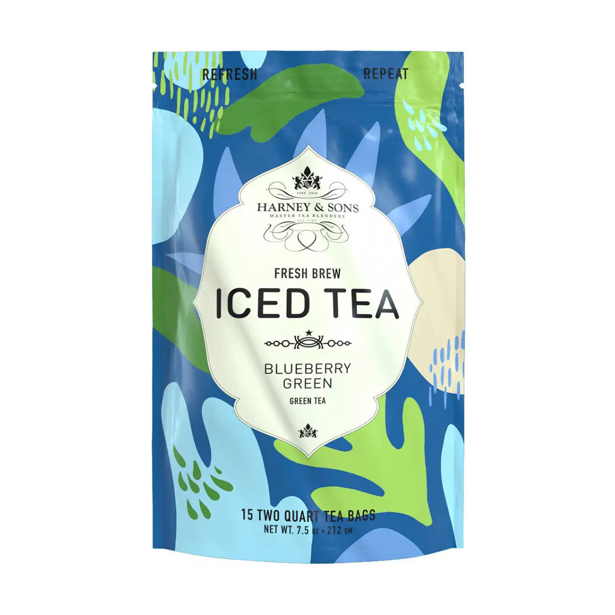 Blueberry Green Fresh Brew Iced Tea - Iced Tea Pouches / Bag of 15 Pouches - Harney & Sons Fine Teas