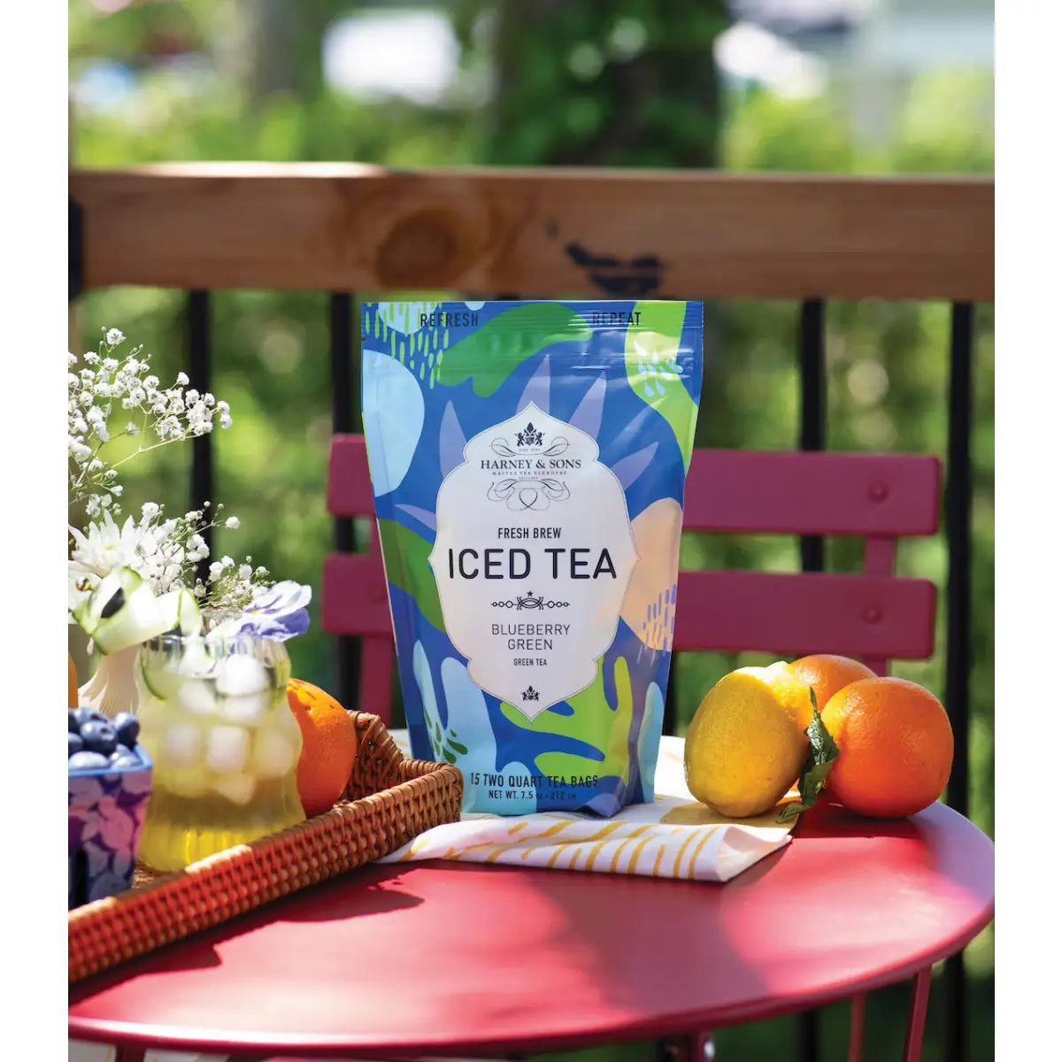 Blueberry Green Fresh Brew Iced Tea - Iced Tea Pouches / Bag of 15 Pouches - Harney & Sons Fine Teas