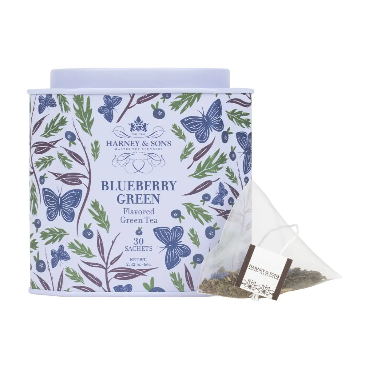 Tea Tin - Blueberry Green Tea - Sachets / Tin of 30 Sachets - Harney & Sons Fine Teas