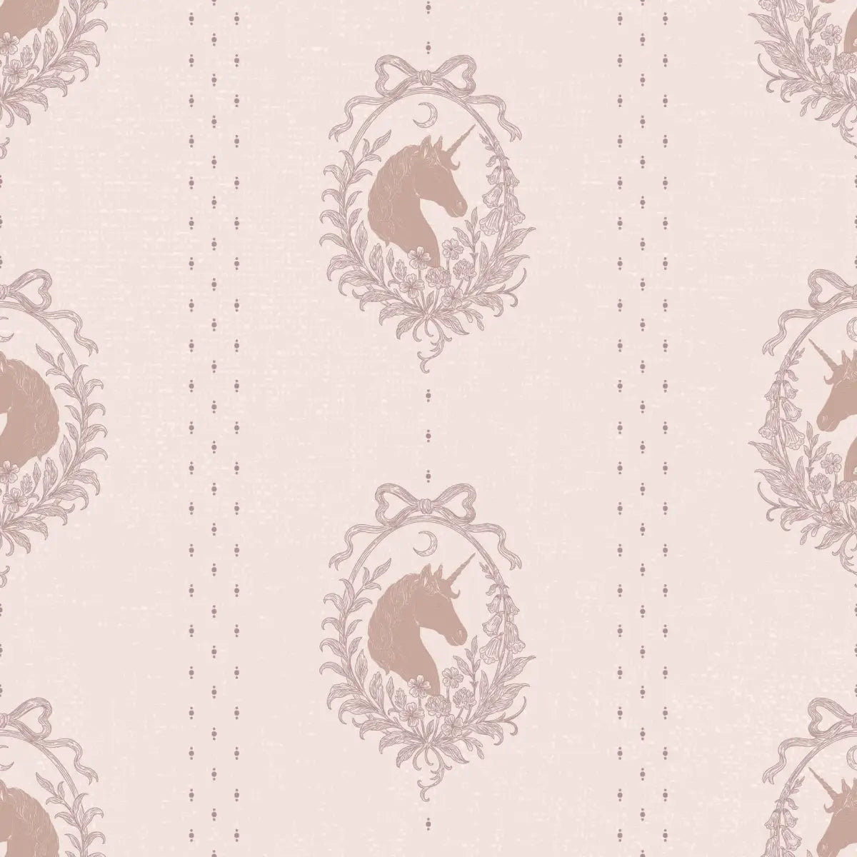 Bluette Wallpaper - Horses Portraits - by The Feral Flower - Sample 1 foot by 1 foot / Blush - Loomwell Home Goods