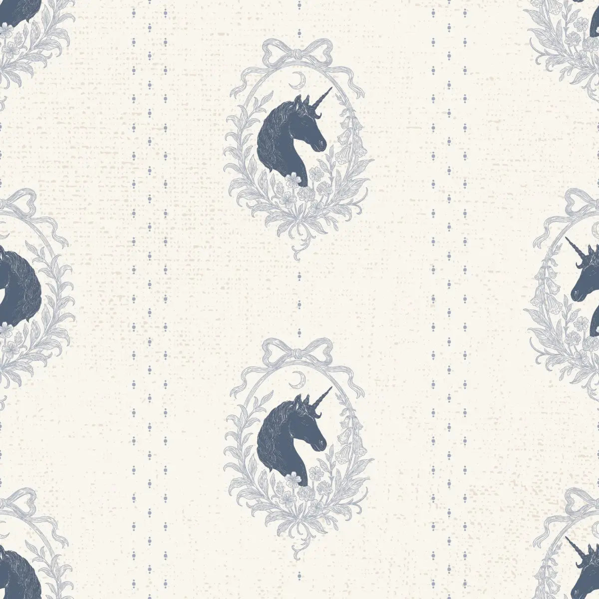 Bluette Wallpaper - Horses Portraits - by The Feral Flower - Sample 1 foot by 1 foot / Navy - Loomwell Home Goods