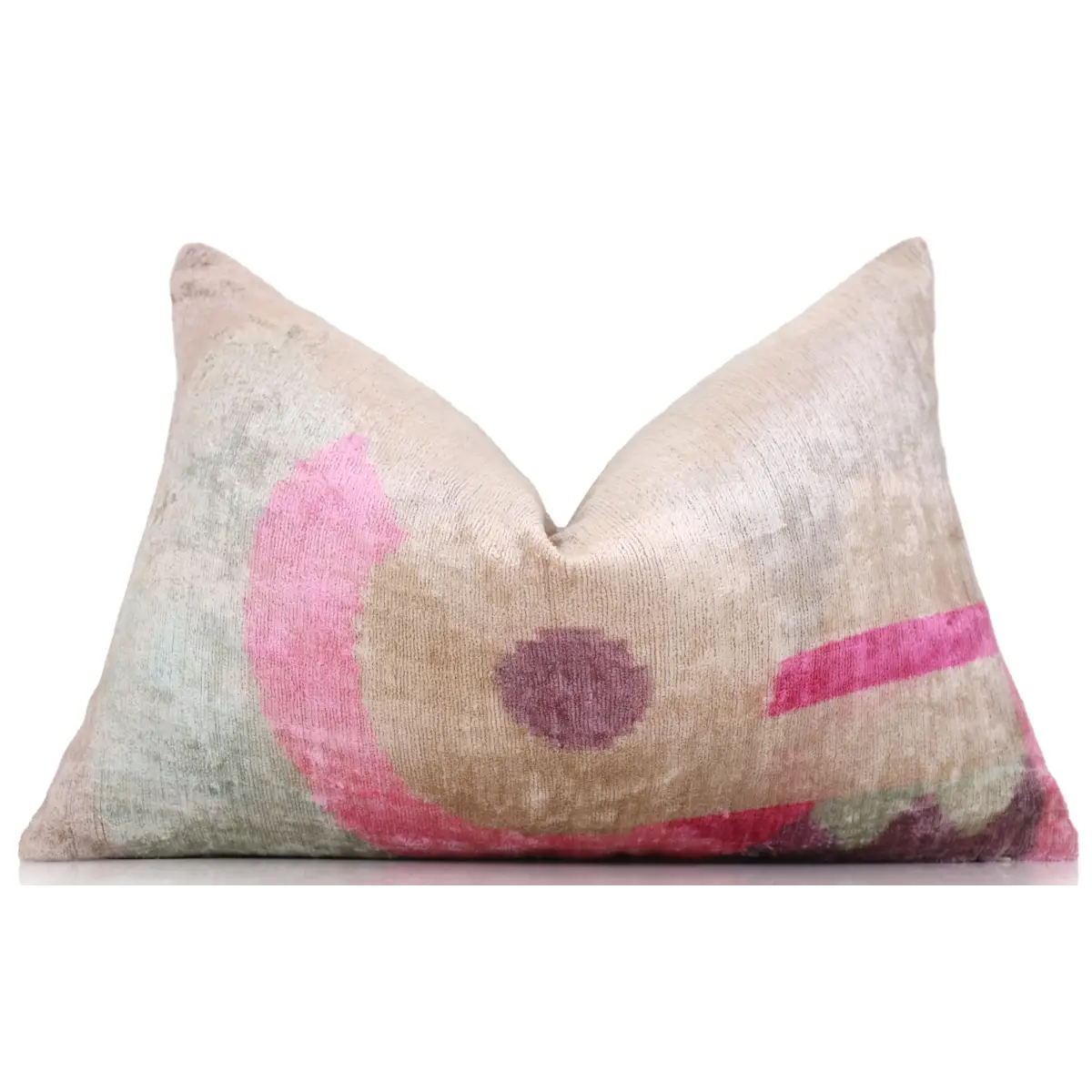 Blush Abstract Silk Velvet Lumbar Pillow Vegetable Dyed – 16x24 - Canvello