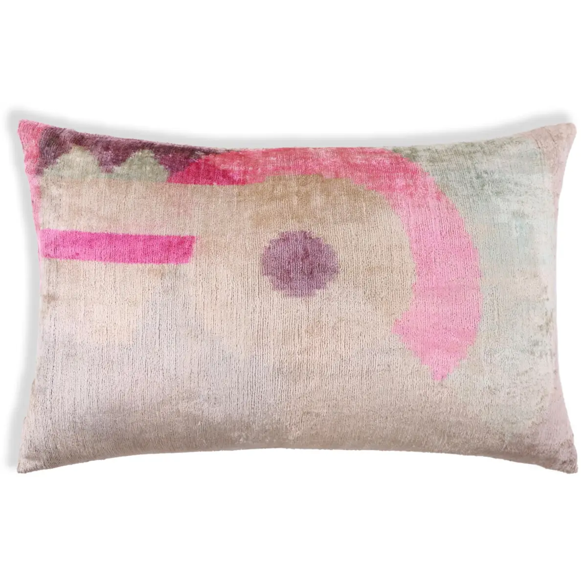 Blush Abstract Silk Velvet Lumbar Pillow Vegetable Dyed – 16x24 - Canvello