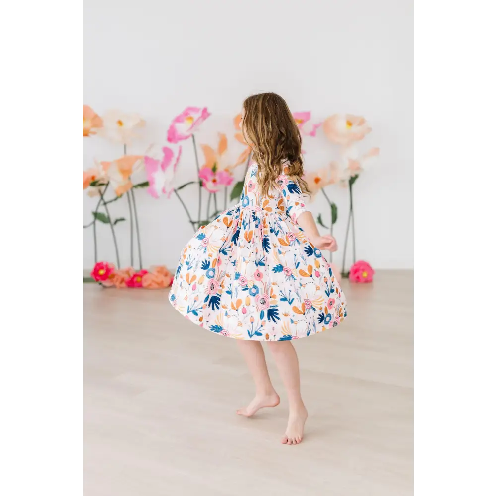 Blush Peony 3/4 Sleeve Pocket Twirl Dress - Mila & Rose ®