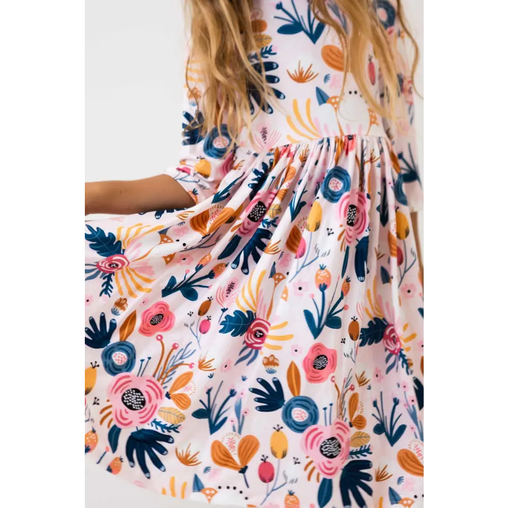 Blush Peony 3/4 Sleeve Pocket Twirl Dress - Mila & Rose ®