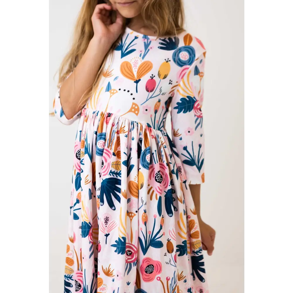 Blush Peony 3/4 Sleeve Pocket Twirl Dress - Mila & Rose ®