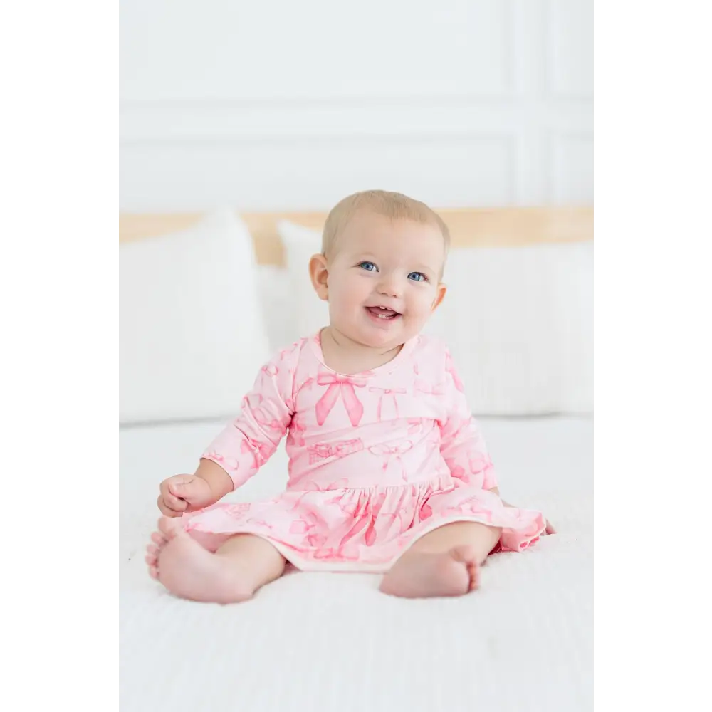 Blushing Bows 3/4 Sleeve Twirl Bodysuit - Mila & Rose ®