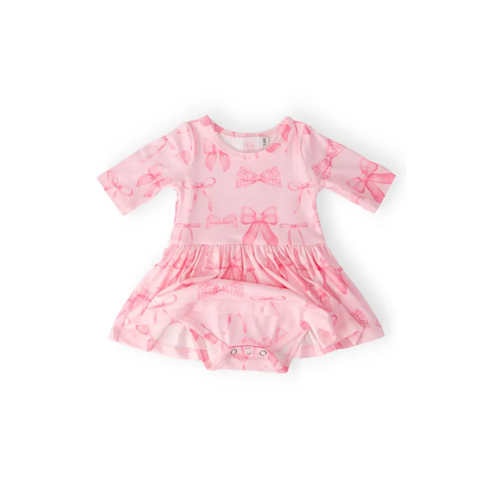 Blushing Bows 3/4 Sleeve Twirl Bodysuit - Mila & Rose ®