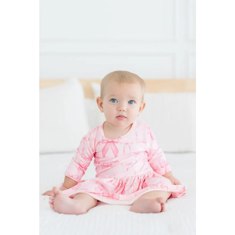 Blushing Bows 3/4 Sleeve Twirl Bodysuit - Mila & Rose ®