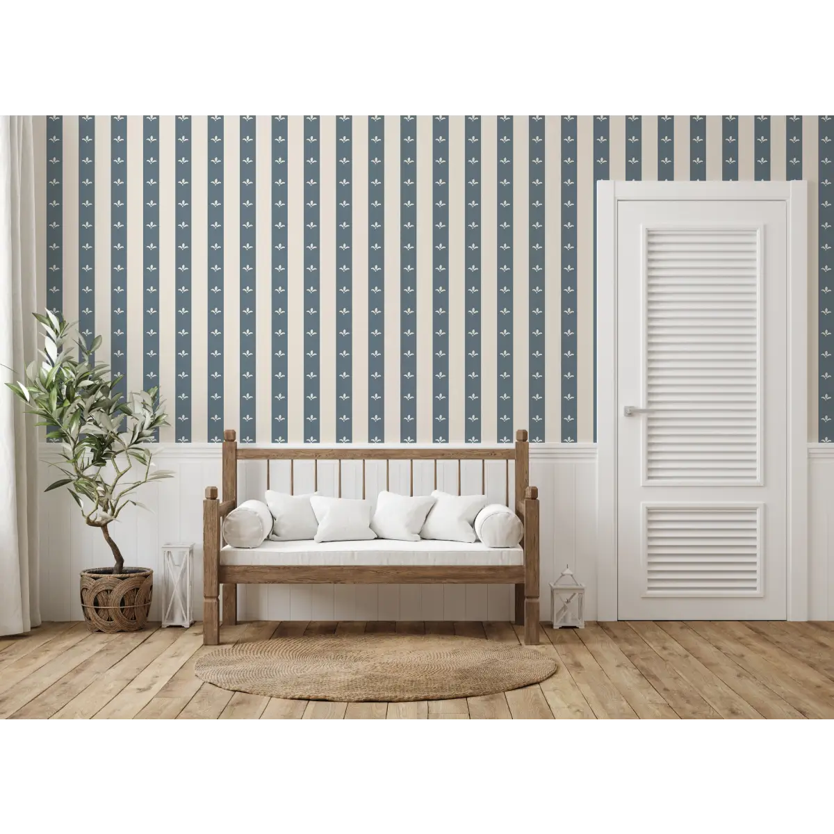 Boden Wallpaper - Fleur de Lis Stripe - by The Rosenborg Company - Loomwell Home Goods