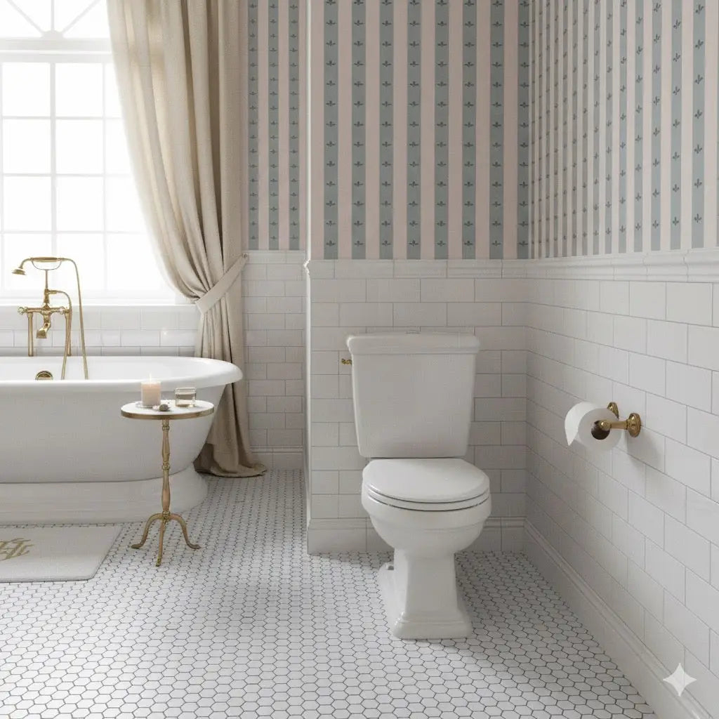 Boden Wallpaper - Fleur de Lis Stripe - by The Rosenborg Company - Loomwell Home Goods