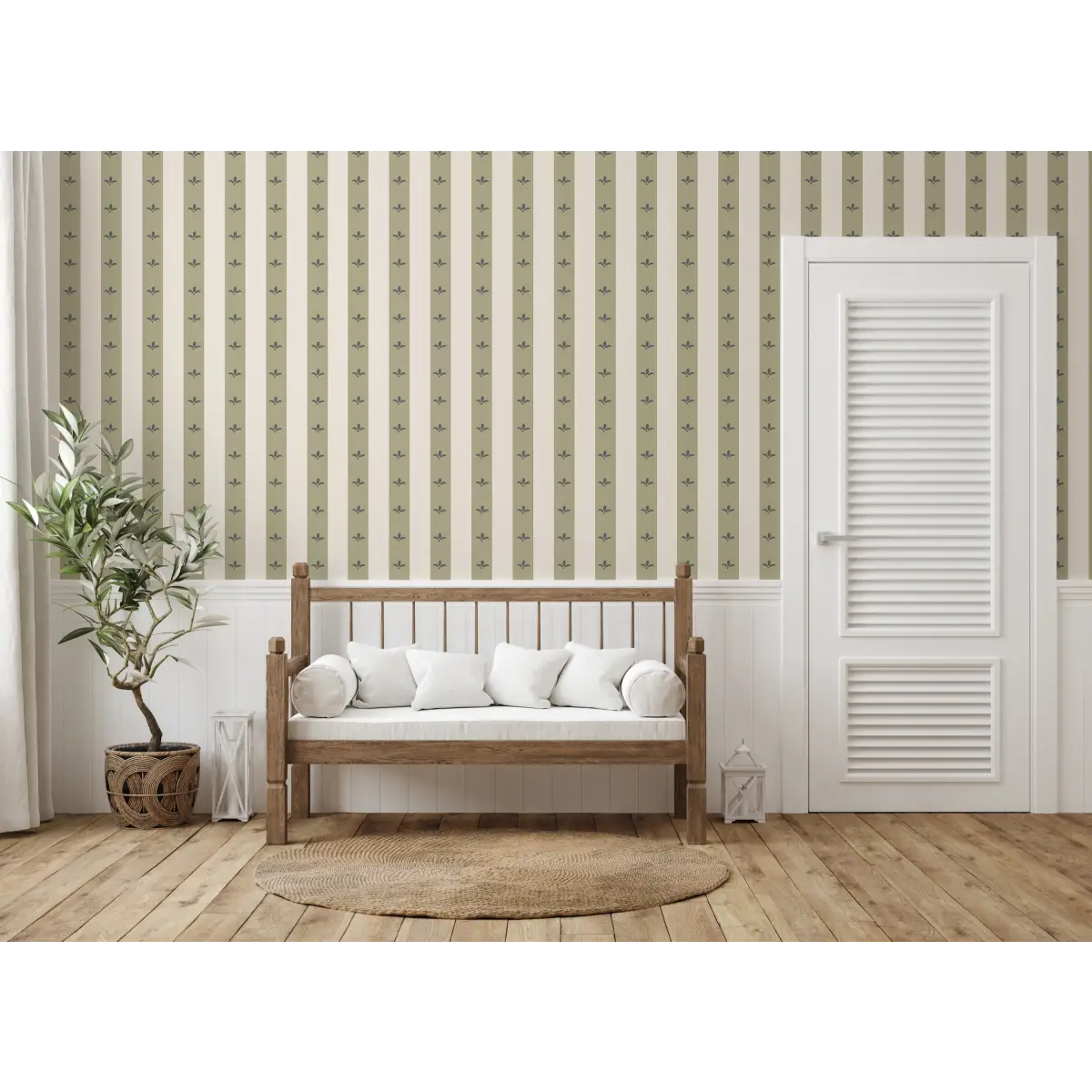 Boden Wallpaper - Fleur de Lis Stripe - by The Rosenborg Company - Loomwell Home Goods