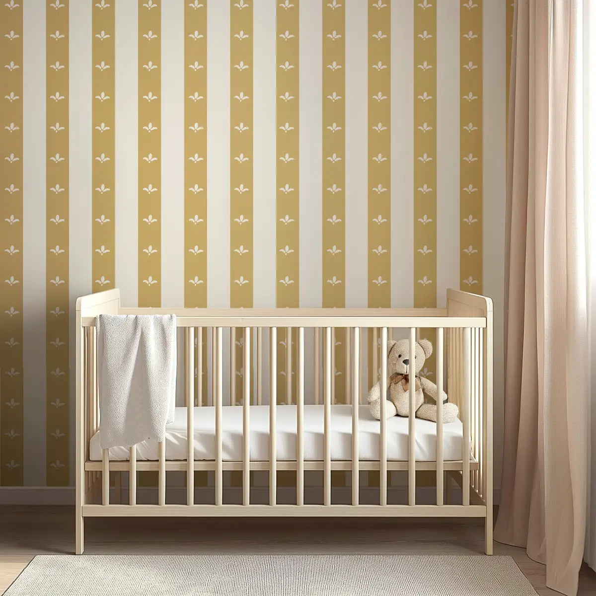 Boden Wallpaper - Fleur de Lis Stripe - by The Rosenborg Company - Loomwell Home Goods