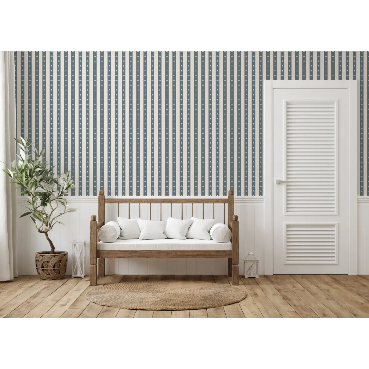 Boden Wallpaper - Fleur de Lis Stripe - by The Rosenborg Company - Loomwell Home Goods