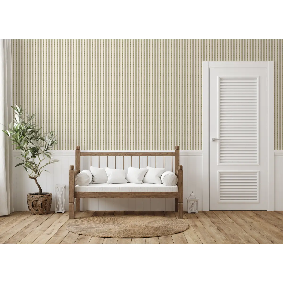 Boden Wallpaper - Fleur de Lis Stripe - by The Rosenborg Company - Loomwell Home Goods