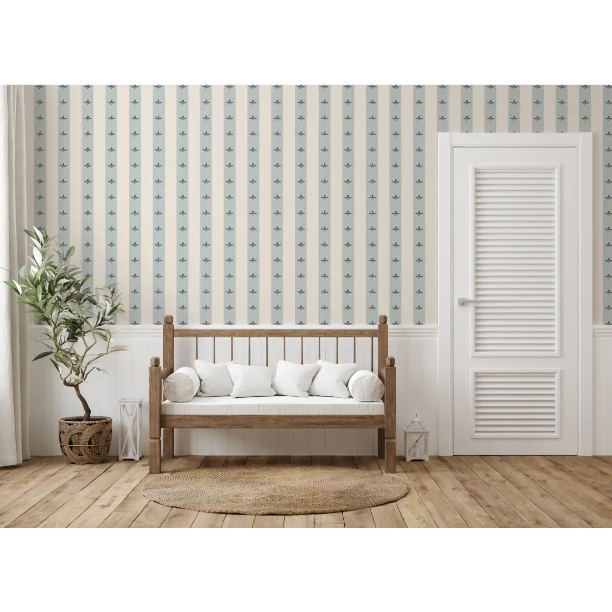 Boden Wallpaper - Fleur de Lis Stripe - by The Rosenborg Company - Loomwell Home Goods