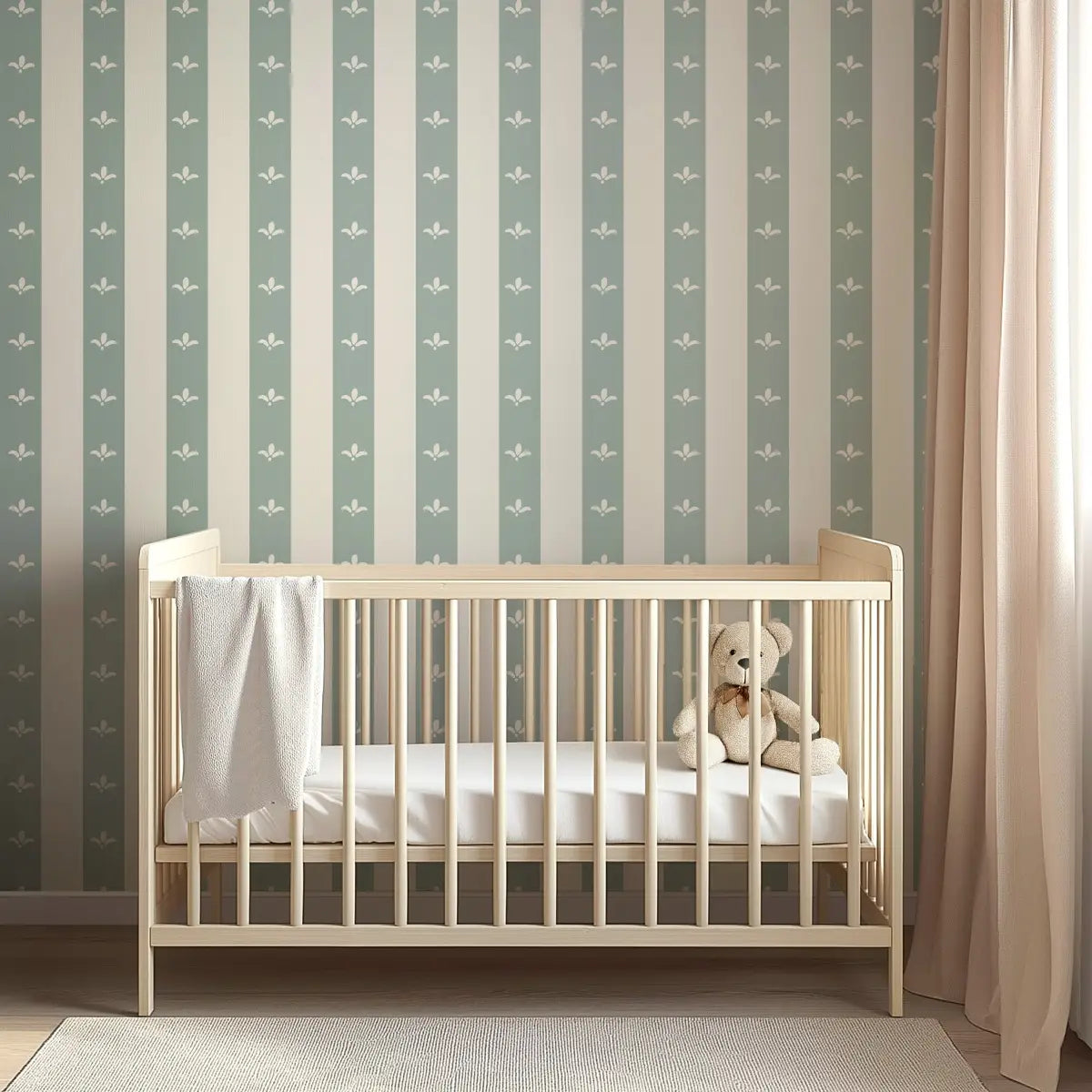 Boden Wallpaper - Fleur de Lis Stripe - by The Rosenborg Company - Loomwell Home Goods