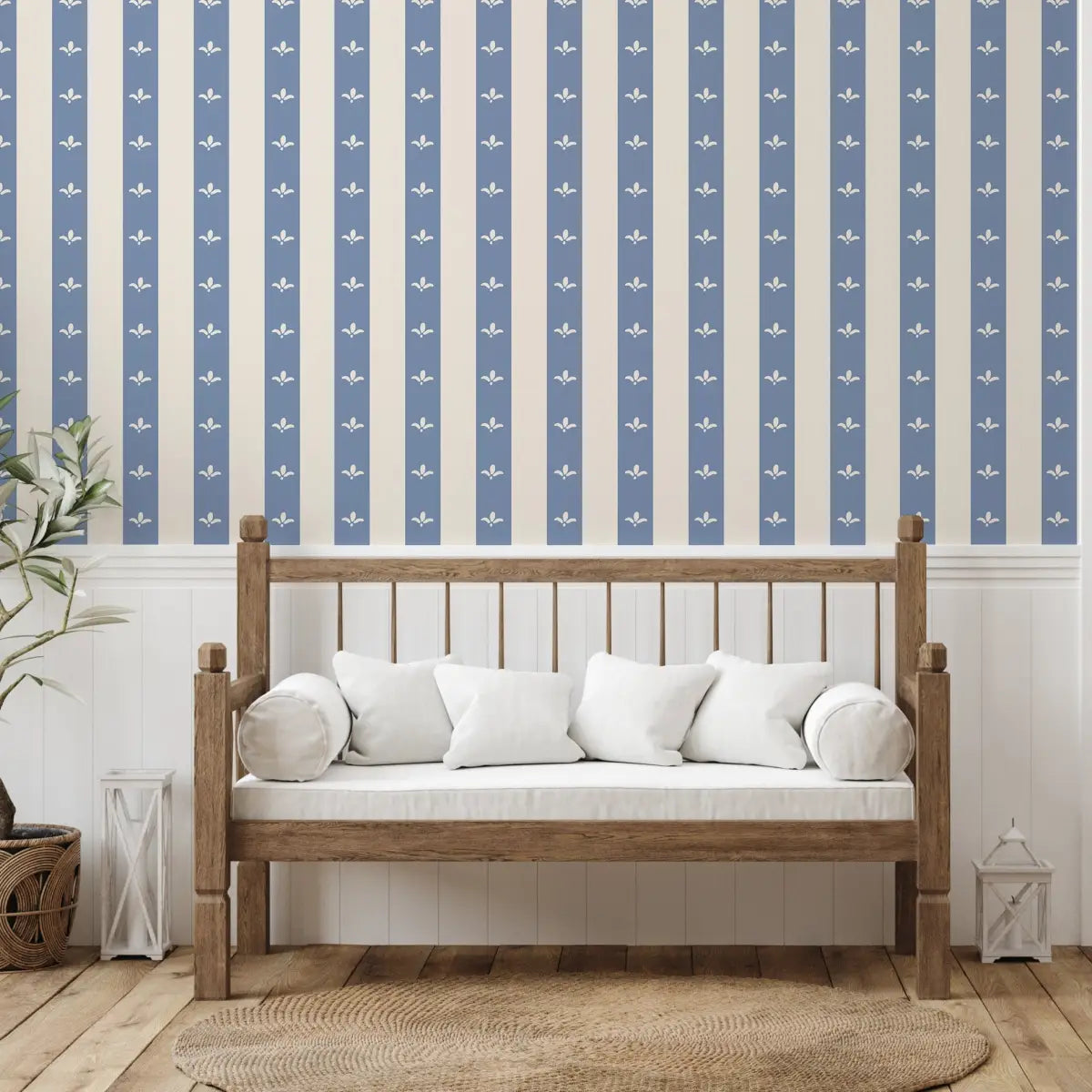 Boden Wallpaper - Fleur de Lis Stripe - by The Rosenborg Company - Loomwell Home Goods