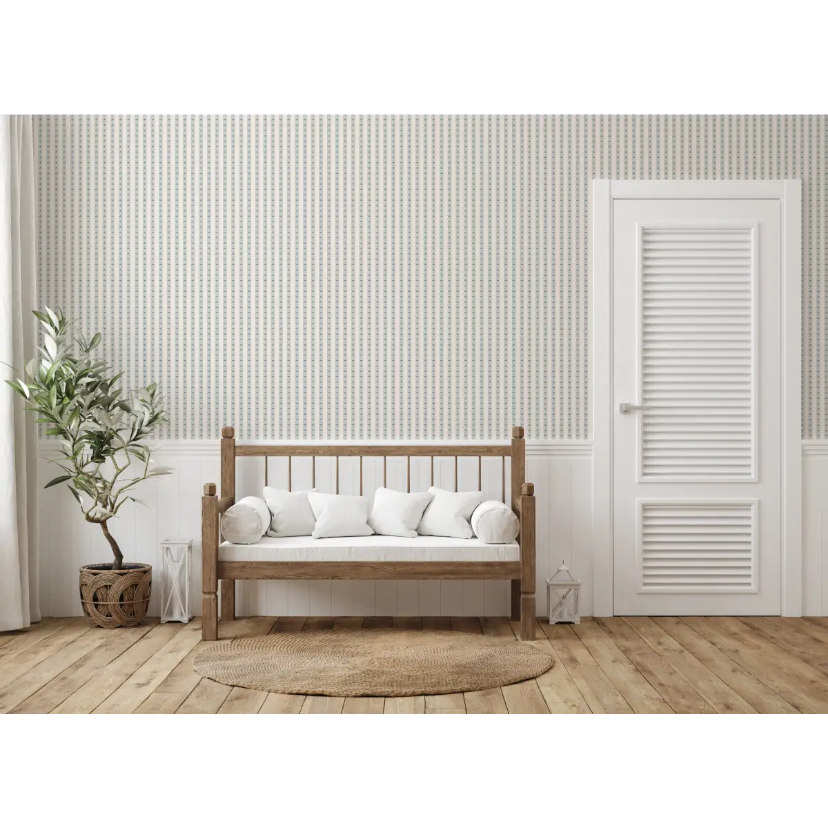 Boden Wallpaper - Fleur de Lis Stripe - by The Rosenborg Company - Loomwell Home Goods