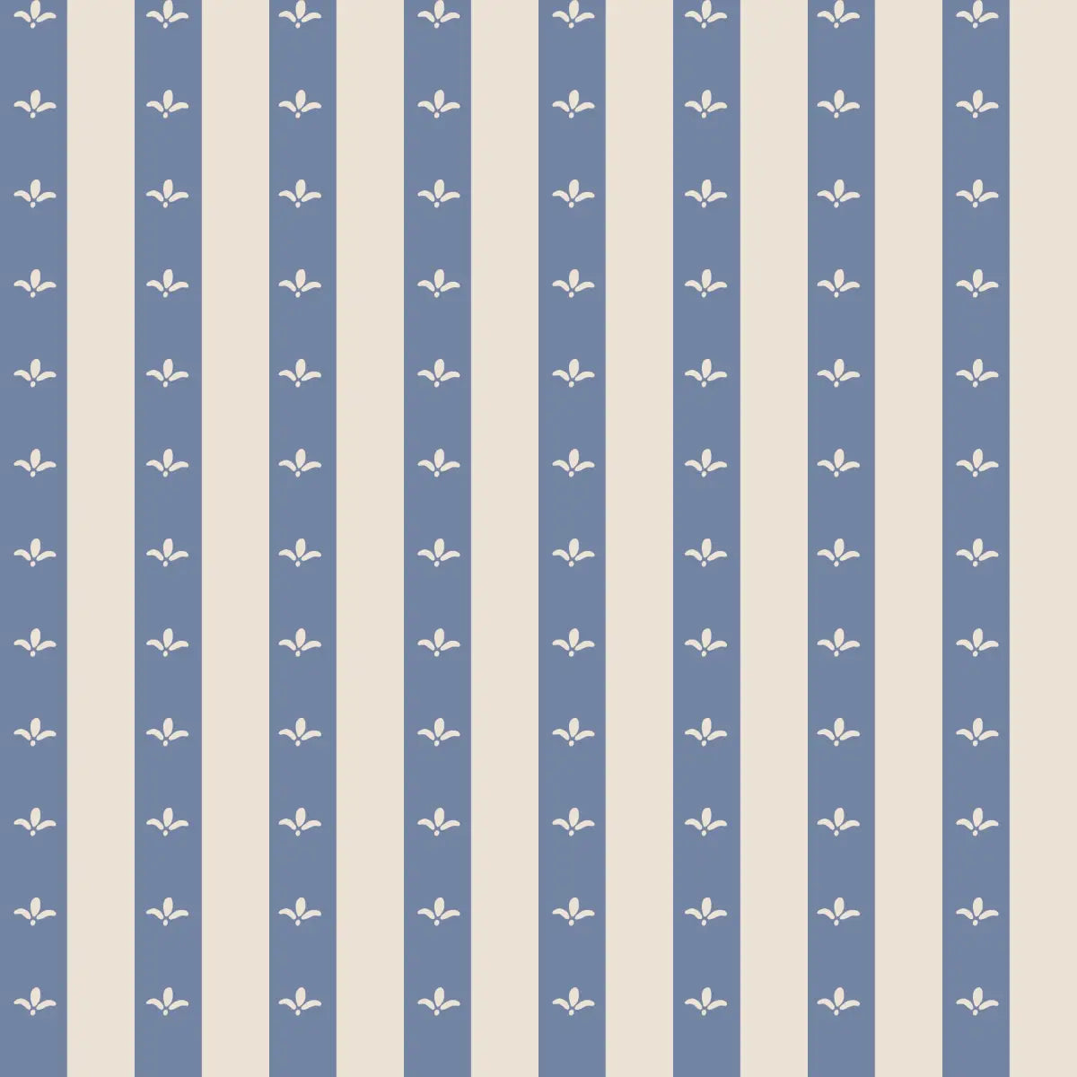 Boden Wallpaper - Fleur de Lis Stripe - by The Rosenborg Company - 2 feet by 10 feet / Blue / Large - Loomwell Home