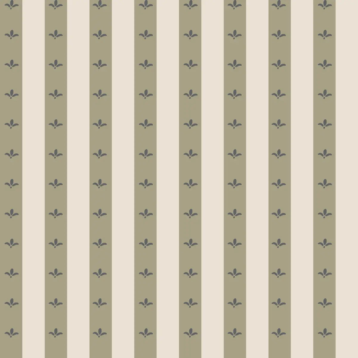 Boden Wallpaper - Fleur de Lis Stripe - by The Rosenborg Company - 2 feet by 9 feet / Green / Large - Loomwell Home