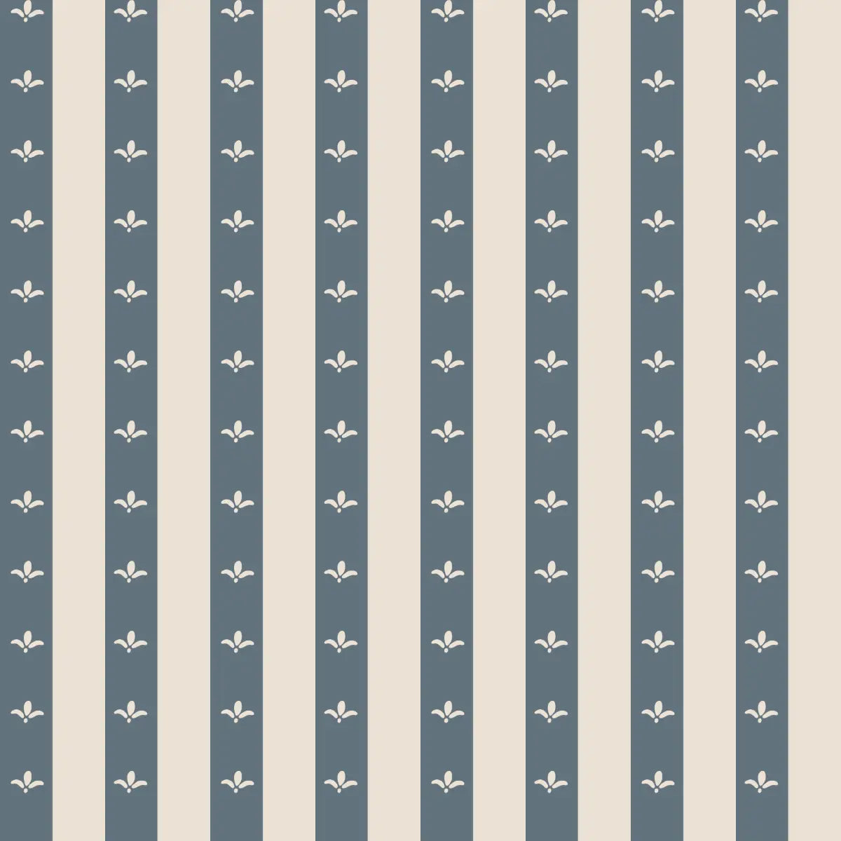 Boden Wallpaper - Fleur de Lis Stripe - by The Rosenborg Company - 2 feet by 9 feet / Navy / Large - Loomwell Home Goods